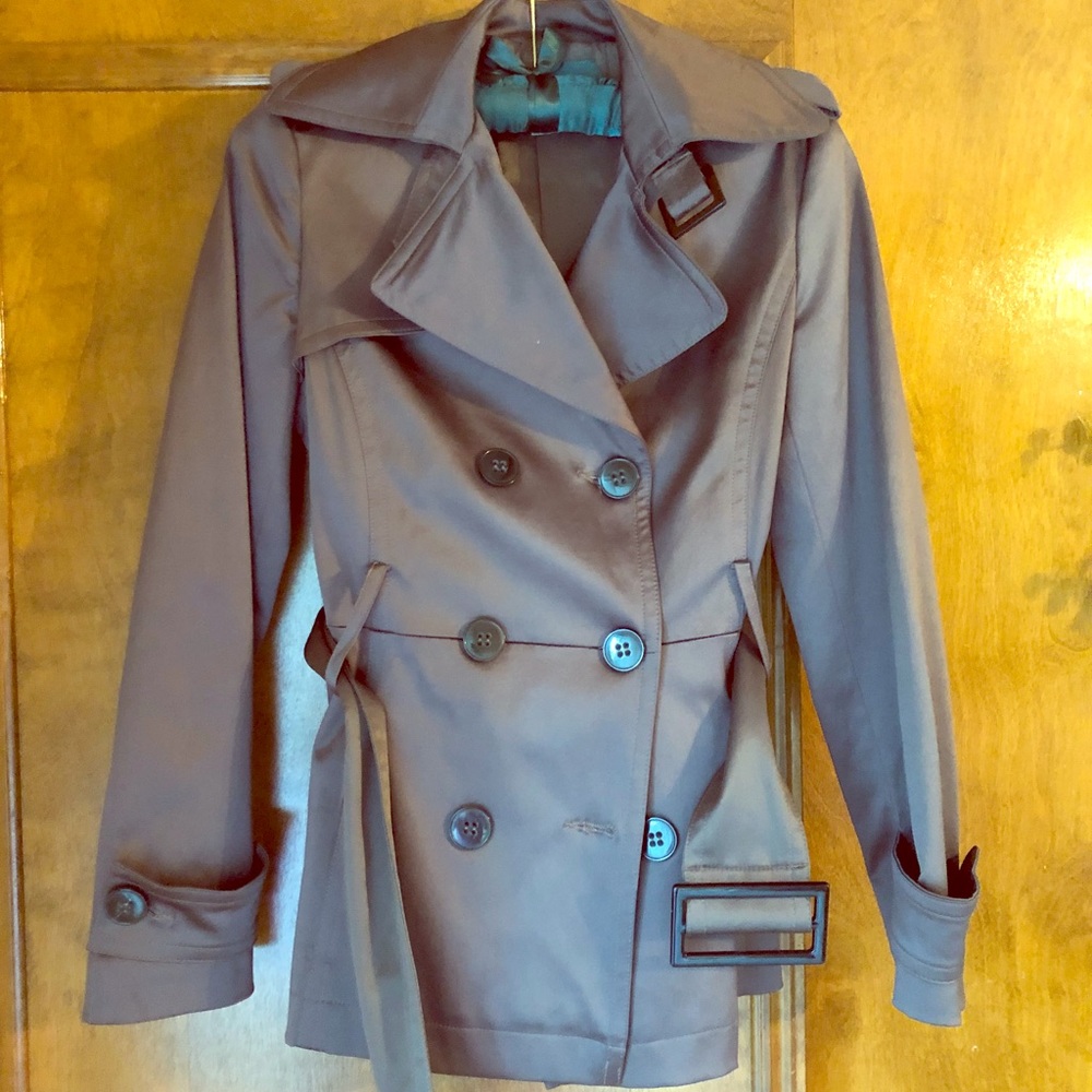 Zara brown taupe belted trench coat jacket s xs